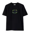 Burberry Logo-embroidered Cotton T-shirt In Black
