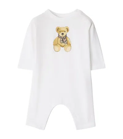 Burberry Kids' Cotton Thomas Bear Playsuit In White