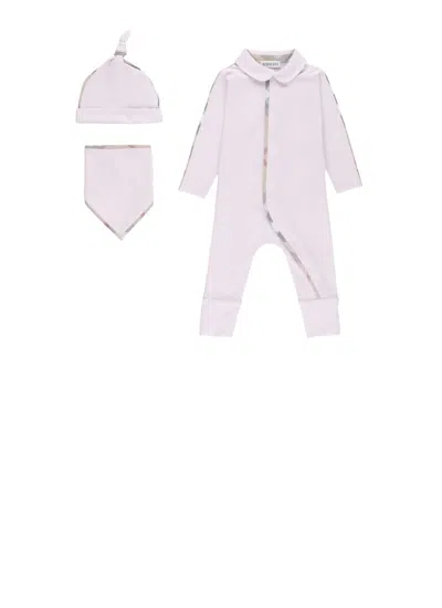 Burberry Babies' Cotton Three-piece Set In Pink