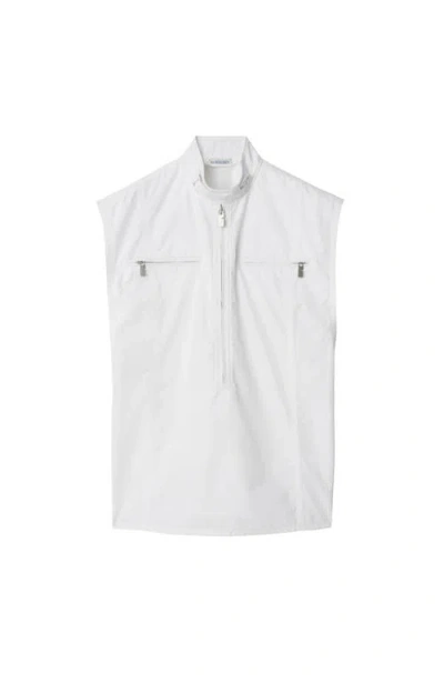 Burberry High Neck Cotton Vest In White