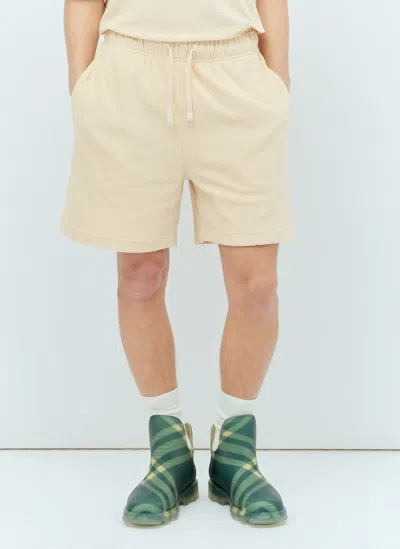 Burberry Cotton Towelling Shorts In Cream