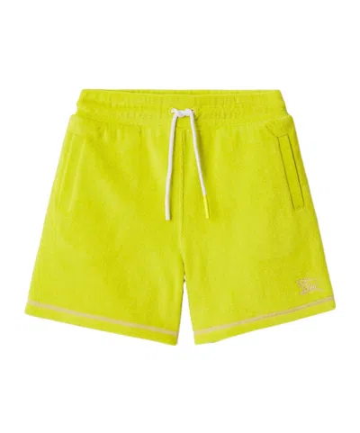 Burberry Cotton Track Shorts In Yellow