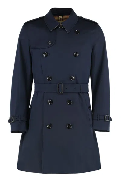 Burberry Cotton Trench Coat In Blue