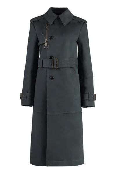 Burberry Long Trench Coat In Cotton And Nylon In Cinder
