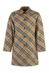 Burberry Cotton Reversible Coat Checked Pattern In Brown