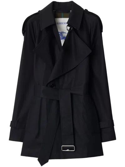 Burberry Cotton Trench Coat In Black