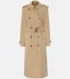 Burberry Women Beige Double-breasted Trench Coat With Matching Belt In Cotton Woman In Beige