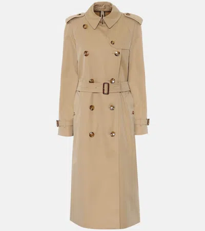 Burberry Kensington Long Organic Cotton-gabardine Trench Coat In Beige