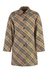 Burberry Reversible Cotton Gabardine Coat With Iconic Motif In Beige