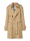Burberry Check Collar Long Castleford Trench Coat In Neutral