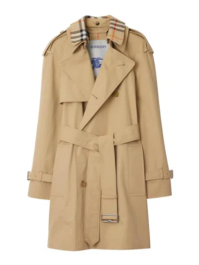 Burberry Cotton Trench Coat In Neutral