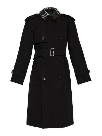 Burberry Detachable-collar Trench Coat In Black