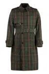 Burberry Vintage Effect Checked Trench Coat With Belt In Brown