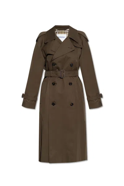 Burberry Double-breasted Trench Coat In Brown