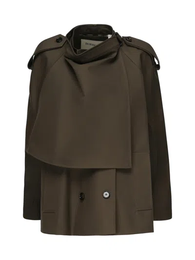 Burberry Cotton Trench Coat In Green
