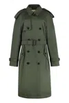 Burberry Cotton Trench Coat In Green