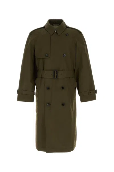 Burberry Cotton Trench Coat In Green