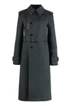 Burberry Cotton Blend Trench With Burrberry Check Lining In Grey