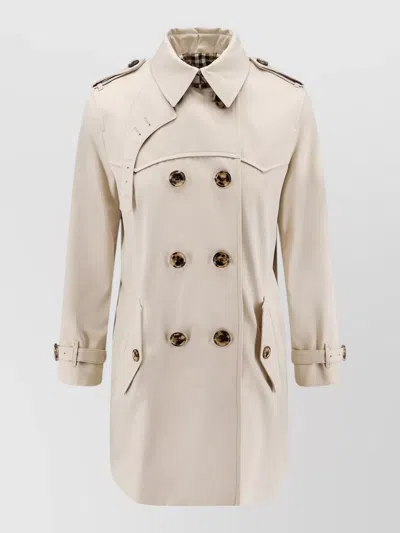Burberry Cotton Trench Coat Straps Buckles Epaulettes In Neutral