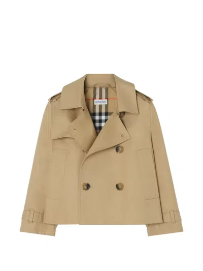 Burberry Kids' Cotton Trench Jacket In Nude