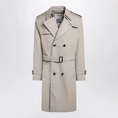Burberry Heron-coloured Cotton Trench Coat In Grey