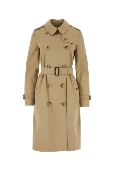 Burberry Cotton Trench Jacket With Belted Waist In Neutral