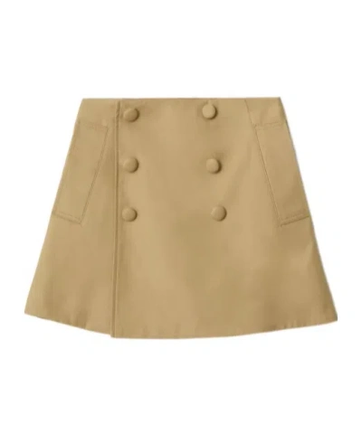 Burberry Cotton Trench Skirt In Brown
