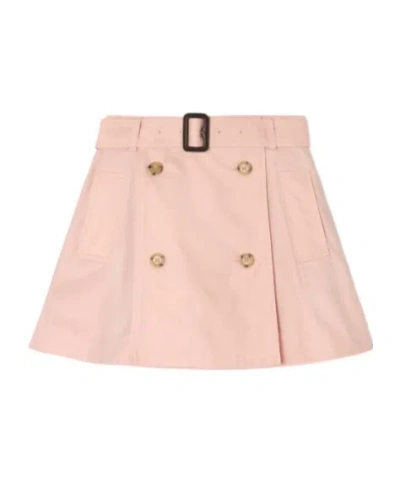 Burberry Kids' Cotton Trench Skirt In Pink