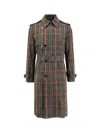 Burberry Vintage Effect Checked Trench Coat With Belt In Multi