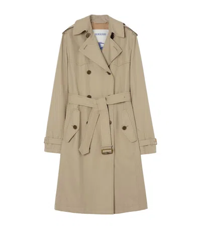 Burberry Long Silk-lined Tropical Gabardine Foxfield Trench Coat In Metallic