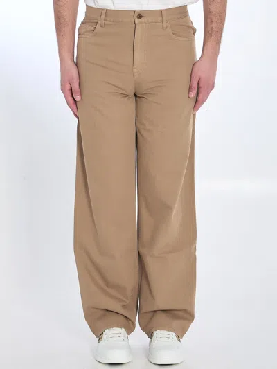 Burberry Logo Patch Wide-leg Pants In Brown
