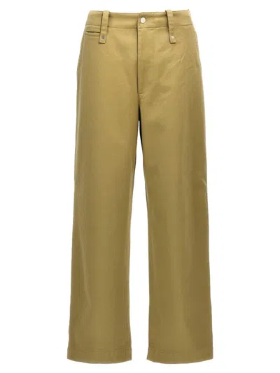 Burberry Relaxed Fit Cotton Trousers With Functional Pockets In Green
