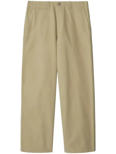 Burberry Cotton Wide-leg Trousers In Neutrals