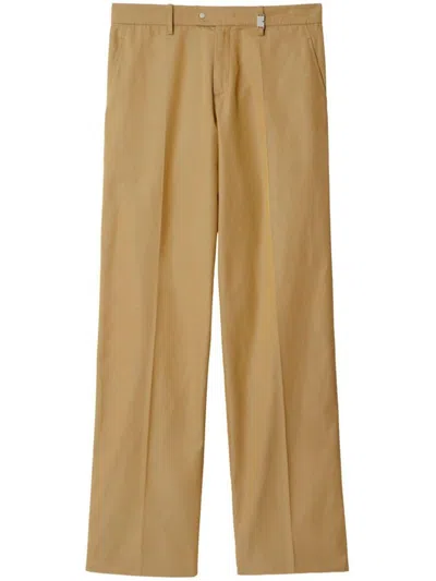 Burberry Tailored Straight-leg Trousers With Pressed Crease In Neutral