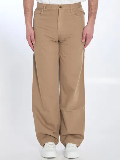 Burberry Logo Patch Wide-leg Pants In Brown