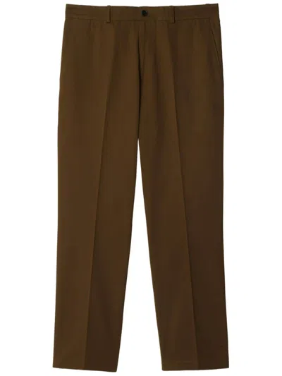 Burberry Cotton Trousers In Brown