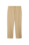 Burberry Logo-embroidered Cotton Chino Trousers In Flax