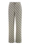 Burberry Cotton Pants Checked Pattern Trousers In Grey
