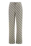 Burberry Cotton Pants Checked Pattern Trousers In Grey