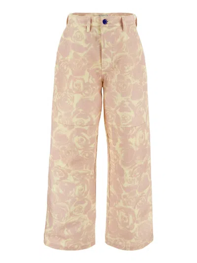 Burberry Rose Cotton Trousers In Multicolor