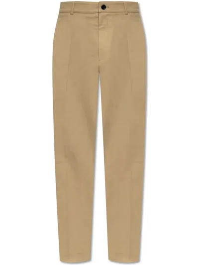 Burberry Wide Leg Cotton Trousers With High Waist In Green