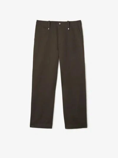 Burberry Cotton Trousers In Brown