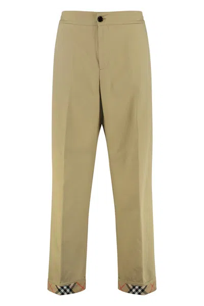 Burberry Elastic Waist Cotton Trousers In Neutral