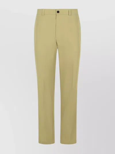 Burberry Cotton Trousers With Pockets And Loops In Green