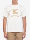 Burberry Beige Crewneck T-shirt With Maxi Logo On The Front In Cotton Man
