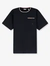 Burberry Cotton Logo T-shirt With Checkered Trim And Chest Pocket In Black