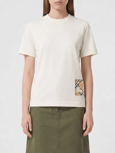 Burberry Cotton T-shirt With Contrasting Equestrian Knight Logo Print In White