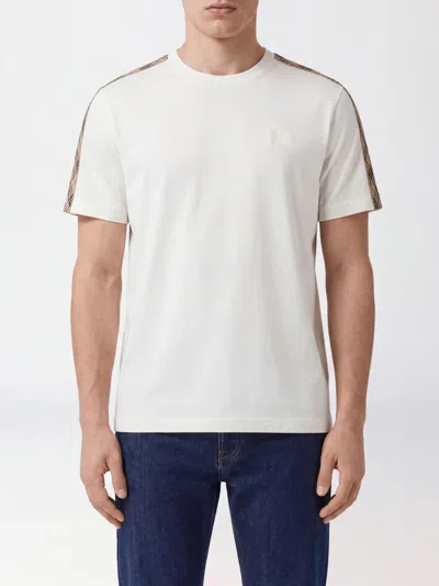 Burberry Cotton T-shirt With Ekd Logo And Check Pattern Bands In White