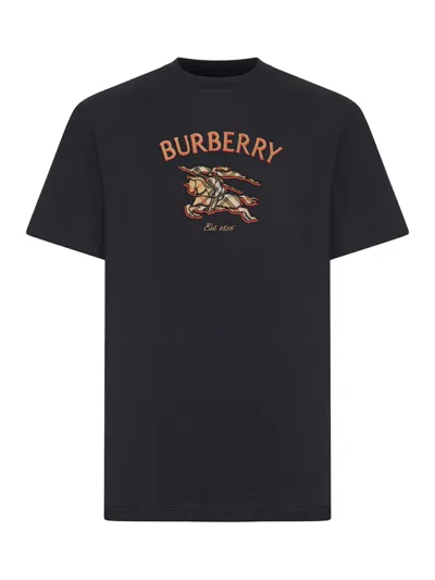 Burberry Cotton T-shirt With Knight Check In Black