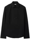 Burberry Tailored Shirt With Curved Hem And Point Collar In Black